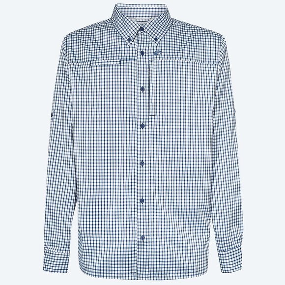 Costa Angler Tech Button Down Plaid Navy - Men's Small - Picture 1 of 13